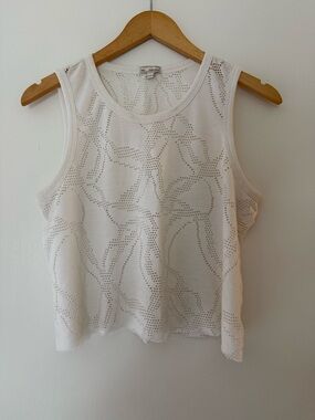 GAP White Perforated Knit Tank